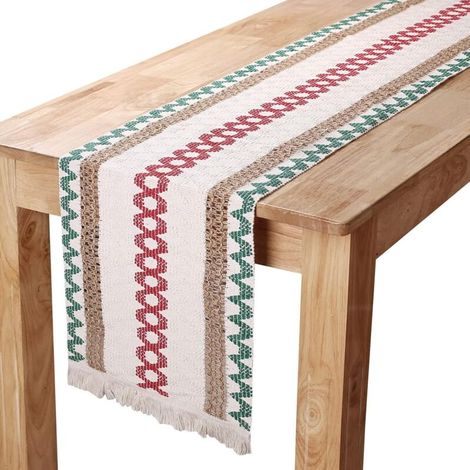 Tischläufer Aus Baumwoll-leinen Makramee Tischläufer Aus Jute-stoff Mit Quasten Für Dekoration Esstisch Wohnzimmer Haus Party Hochzeit Weihnachten, 30 X 275 Cm