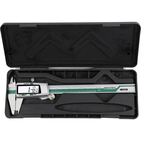 Subler Digital Insize 0-150 Mm, 0,01 Mm, Edelstahl, Elektronisches Messgerät, Lcd, Wasserdicht, Silber/grün