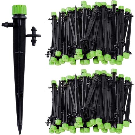 100 Stück Mikro-tropfbewässerungssprühköpfe, 360 Grad, 8 Löcher, Wasserfluss-bewässerungsverteiler Für 1/4-zoll-rohr (4-7 Mm), Für Garten-tropfbewässerungssysteme, Grün