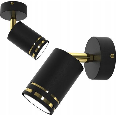 Wandlampe, Schwarz-golden Mit Gu10-led-spot, Polnischer Strahler Mit Reflektor