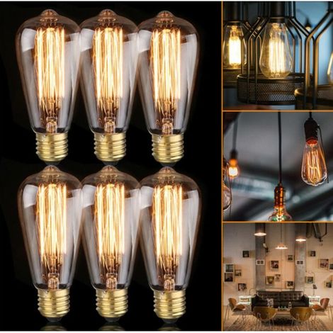 6x E26 60w Edison-glühlampe Mit Glühfaden 220v St64 Retro 64mm X 140mm