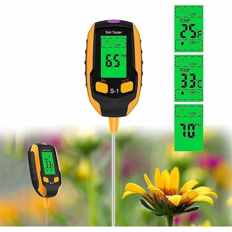 Bodenfeuchtigkeitsmesser 4-in-1 – Digitales Lcd-display – Pflanzentemperatur/bodenfeuchtigkeit/ph-wert/sonnenlichtintensität – Bodentester Für Gartenbau Und Landwirtschaft