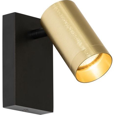 Verstellbare Wandlampe Mit 1 Gu10-lampe – Messing Und Schwarz – 13 Cm Höhe – Innenbeleuchtung Für Wohnzimmer Und Schlafzimmer