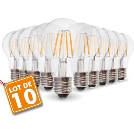Designerleuchten – 10er-pack E27 7,3-w-led-lampen (entspricht 60-w-glühfaden) – Warmweiß 2700 K – 360°-abstrahlwinkel – Sofortstart