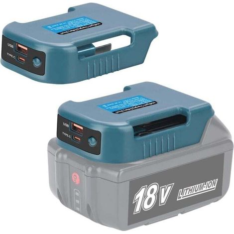 2er-pack Usb-ladegerät-adapter Kompatibel Mit Makita Li-ion 18v Akkus Bl1830 Bl1860 Bl1850 Bl1815, Mit Usb- Und Type-c-schnittstelle Für Schnelles Laden