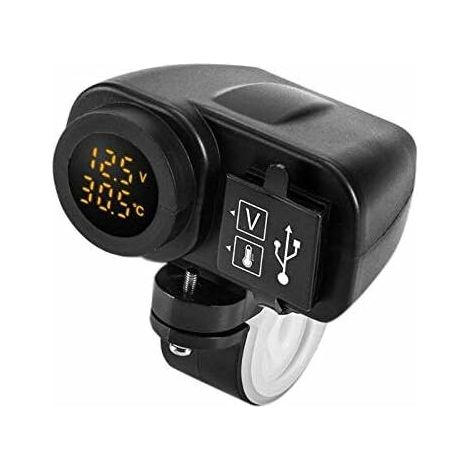 Motorrad-usb-ladegerät 12 V 5 V – Motorradlader 2,1 A 12 V – Mit Led-voltmeter – Thermometer-anzeige