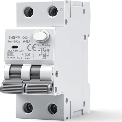 Differentialschalter 30ma 40a Typ A 1p+n Rcbo 6ka Differentialschalter 40a Mcb Ac 230v Mit Schutz Vor Kriechströmen, Überlastungen Und Kurzschlüssen