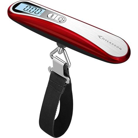 Reisekofferwaage Elektronische Gepäckwaage Max 50kg/110lb (lb,g,oz,kg) Kofferwaage Mit Tara-funktion Tragbare Kofferwaage Inklusive Batterie Digitale Gepäckwaage, Rot