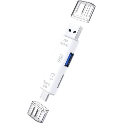 Otg-micro-sd-kartenleser – 5-in-1 – Usb 3.1 – Typ-c – Weiß
