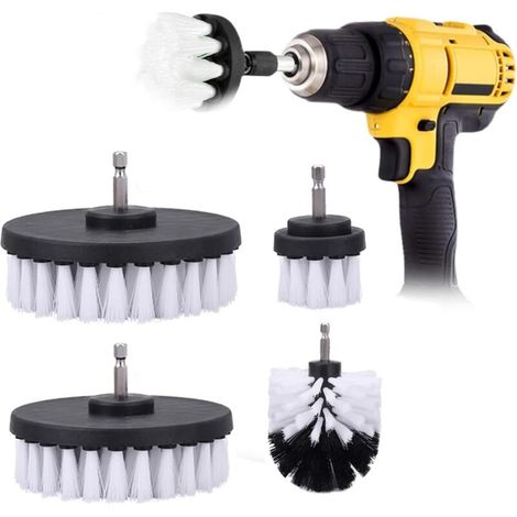 Bohrmaschinen-aufsatz-bürste, 4-teiliges Set Für Auto-, Fliesen-, Teppich-, Badewannen-, Küchen- Und Toilettenreinigung (weiß)