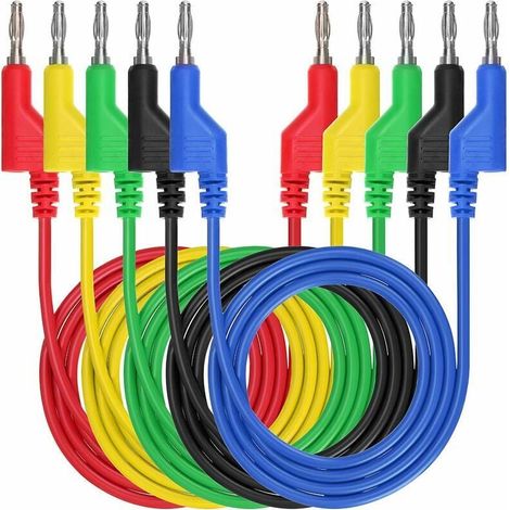 5 Stück 4 Mm Weiches Silikon-prüfkabel Bananenstecker Zu Bananenstecker Für Multimeter Länge 1 M, 1000 V/20 A