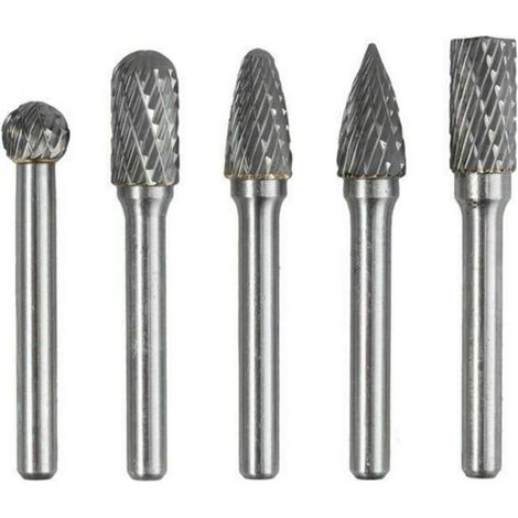 5 Stück 6-mm-schaft 10-mm-kopf Hartmetall-doppelschnitt-rotationsfräser-set Für Holzbearbeitung, Gravur, Winkelschleifer, Fräsbit-set
