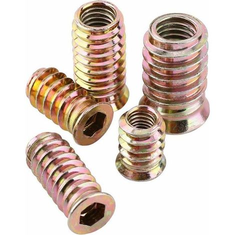 M8 X 25 Mm Gewindeeinsatz, Holzeinsatz, Einschlagmutter, Sechskant-gewindemutter Aus Zinklegierung, Einschlag-hülsenmutter (100 Stück)