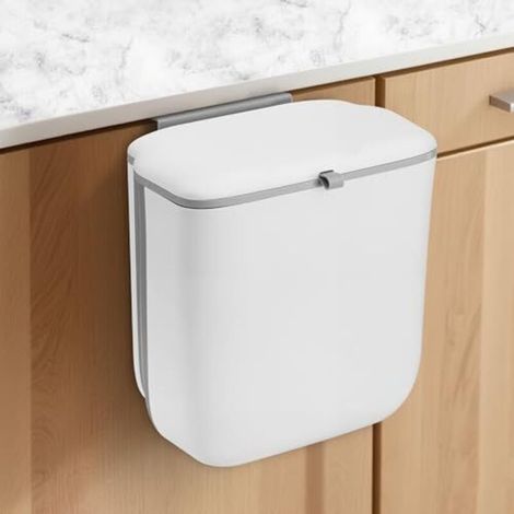 Unterbauspülbecken-hängemülleimer, 10 L, Mit Geruchshemmendem Deckel, Faltbar, Ideal Für Badezimmer, Camping Und Wohnwagen (weiß)