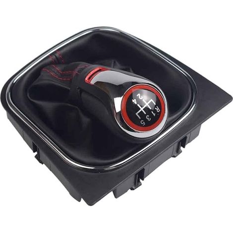 Gant De Levier De Vitesse En Cuir Noir Abs Pour Vw Golf 5/6 Mk5 Mk6 Scirocco Octavia (5 Vitesses Chromées)