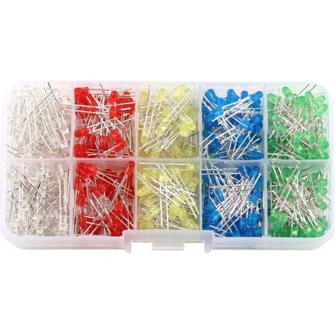 Leuchtdiode, Sortiment-dioden-kit Diy 500 Stück 3mm Led Licht Weiß Gelb Rot Blau Grün
