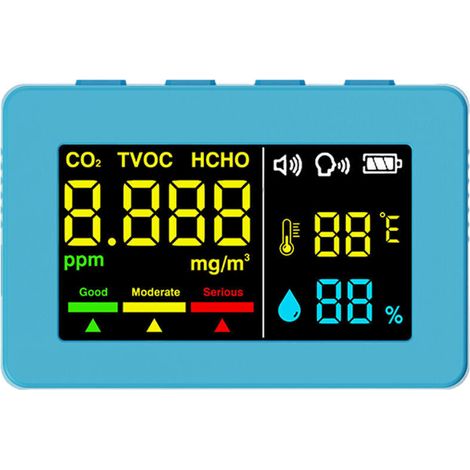 Elektrochemischer Formaldehydsensor, Hcho Tvoc Co2 Luftdetektor, Hochpräziser Temperatur- Und Feuchtigkeitsmesser Mit Sprachalarmfunktion