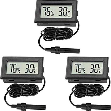 Digitales Thermometer, Mini-hygrometer Mit Fühler, Temperatur- Und Feuchtigkeitsanzeige Für Reptilien, Brutkasten, Aquarium, Geflügelhaltung, Büro Und Wohnzimmer