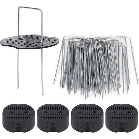 50 Gartenpfähle Mit Unterlegscheiben, Befestigungspfähle Aus Verzinktem Stahl Für Planen, Spannklammern Zur Befestigung Von Mulchfolie, Verzinkte Pfähle, Pfahlextraktor Aus Edelstahl