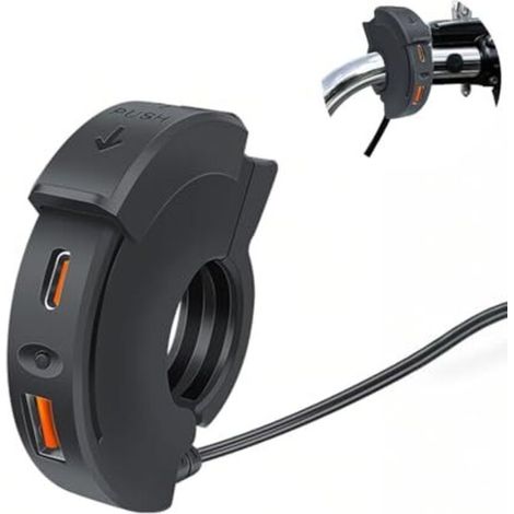 Motorrad-usb-ladegerät 48w, 2 Ports (qc3.0 18w + Pd3.0 30w) Mit Schalter Ip65, Usb-c-anschluss 12-24v - Schnellladen Für Reise/abenteuer/außenbereich - Kompatibel Mit Telefon/gps/kamera