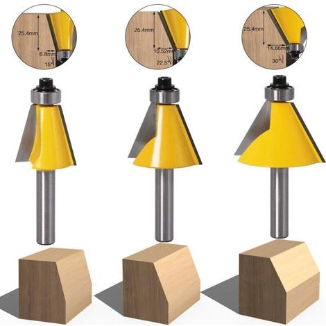 3 Stück 8 Mm Abschrägungs- Und Entgratwerkzeug Für Die Holzbearbeitung, Fräser (15 Grad + 22,5 Grad + 30 Grad)