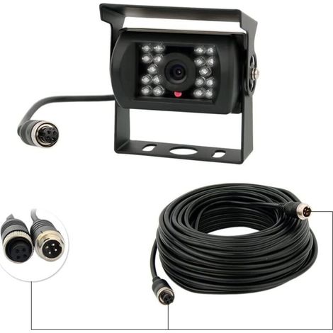Rückfahrkamera 12 V–24 V, 4-polig Mit 18 Ir-leds, Nachtsichtfähig Und Wasserdicht, Kabel Mit 4-poligem Stecker Für Pkw/bus/lkw/anhänger/wohnwagen/campingbus