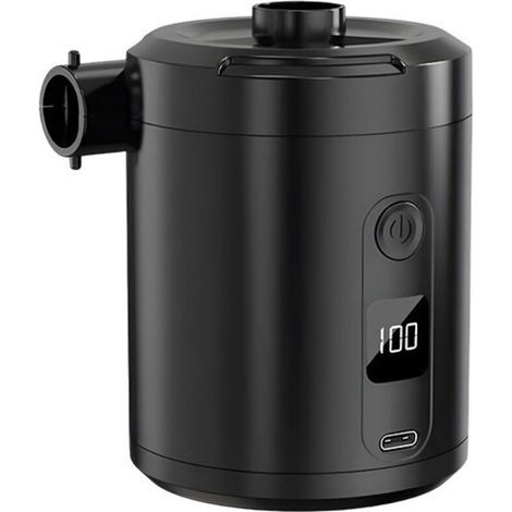 Elektrische Wiederaufladbare Luftpumpe Mit 5200 Mah Und Digitalem Display, Schneller Reifenfüller Mit 280 L/min., 3 Düsen + Dichtung Für Vakuumbeutel, Tragbar Für Matratzen Und Pools, Schwarz