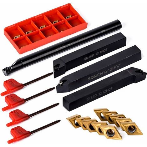10 Stück Dcmt0702 Aus Hartmetall + 4 Bohrhalterungen 12 Mm S12m-sducr07 / Sdncn1212h07 / Sdjcl1212h07 / Sdjcr1212h07 + 4 Drehwerkzeuge Mit Schlüssel.
