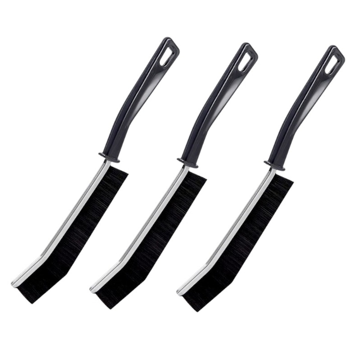 Set Aus 3 Dünnen Bürsten Zur Reinigung Schmaler, Schwer Zugänglicher Stellen Sowie Von Fliesenfugen, Feinsteinzeug Und Rissen, Länge 23 Cm, Mit Ergonomischem Griff