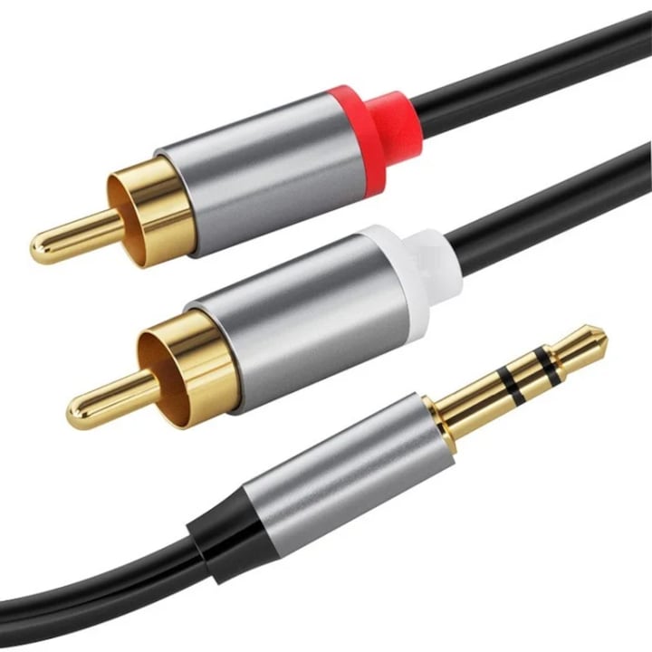 Stereo-audiokabel – 2 M, 3,5-mm-klinkenstecker Auf 2x Cinch, Stereo L/r, Für Fernseher/lautsprecher/verstärker/pc/laptop
