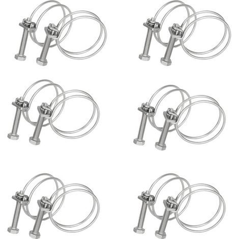 Edelstahl 304 Schlauchschellen, Doppeldraht, Fester Halt Für Schläuche Und Kabel, Silber 14-20mm (12 Stück)