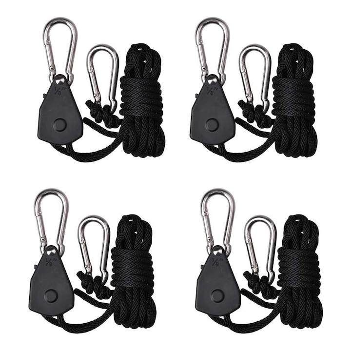 4er-set Seilrollen Mit Seil, Sinbinta, Verstellbar, Tragkraft 136 Kg, Einfach Zu Montieren, Verschleißfest, Rostfrei, Tragbar, Für Zeltaufbau, Wäschetrocknen, Gepäckreparatur, Polypropylen/zinklegieru