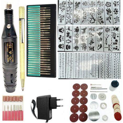 Kit De Routeur, 12 V, 10 W, Diy, 82 Accessoires Et 24 Modèles, 108 Pièces, Noir