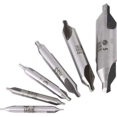 6-teiliger Zentrierbohrersatz Aus Hss Mit 60° Ø 1/1,5/2/2,5/3/5 Mm Für Metall