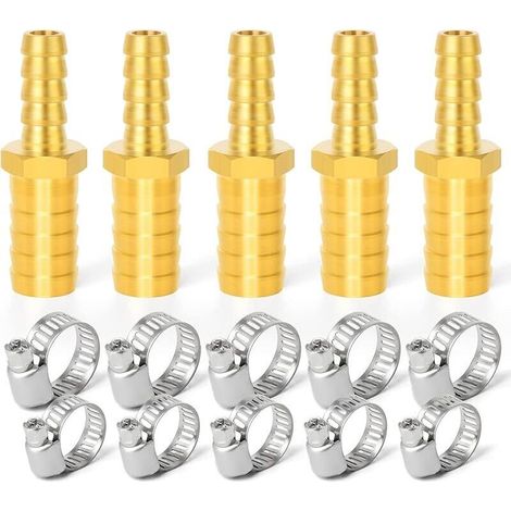 5 Stück 8 Mm X 10 Mm Reduzierverbinder Aus Messing, Gerader 2-wege-schlauchanschluss Mit 10 Klemmen