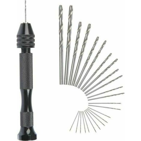 Mini-handbohrmaschine Mit Twist-bohrern + 25 Mikroböhren, Kabellos, Aus Aluminium, Pin-vise, Rotierende Werkzeuge, Verstellbare Bohrer, Für Pyrogravur, Haus, Kunststoff, Loch, Kupfer