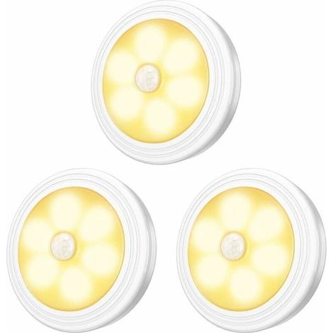 Led-schrank-/kleiderschrankbeleuchtung, 3 Stück, Nachtlicht, Led-leuchten Mit Bewegungsmelder Und Magnetfuß Für Küchenschränke/vitrinen Im Treppenhaus (batteriebetrieben)