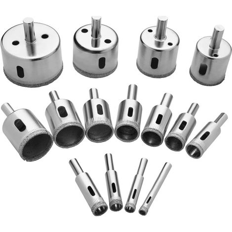 Foret De Diamant, 15 Pièces Scie Cloches Outils Set,scie Diamantée Pour Verre/carrelage/céramique/marbre/porcelaine Acier Au Carbone 6mm-50mm
