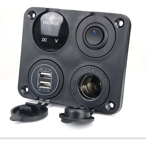 4-in-1-ladebord Für Fahrzeugbatterien Mit Dual-usb-ladegerät, Led-voltmeter, Kippschalter Ein/aus Und Zigarettenanzünder Für Marineboote