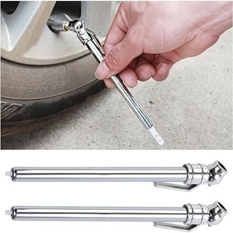 2 Stück Reifendruckmesser Mit Stift, Tragbares Reifenmanometer, Mechanisches Reifendruckmessgerät Aus Edelstahl, Werkzeug Zur Messung Des Reifendrucks Für Autos, Lkws Und Fahrräder