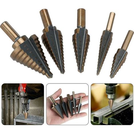 5 Stück Gestufte Metallbohrer, 5–35 Mm Hss Titan-kegelfräser Für Metall, Holz, Messing, Aluminium Und Pvc