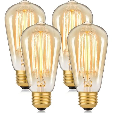 40w Glühlampe Im Edison-stil, Dimmbare Vintage-e27-lampe, St58 2200k Warmweiß Antique E27 Schraubfassung Bernsteinfarbene Filament-lampe Für Zuhause, Schlafzimmer, Büro, Dekorative Beleuchtung (packun