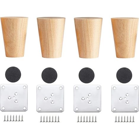 4 Stück Holzmöbelbeine, 6 Cm Massive Holz-sofabeine Mit Montageplatte Und Schrauben, Für Tische, Sofas Und Andere Möbel