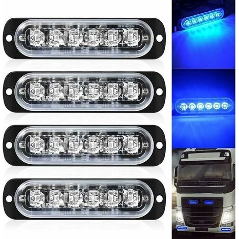 4er-pack – Ultraflache Blaue Stroboskoplampe Mit 6 Leds – Mini-led-lichtbalken, Notlicht Mit 18 Blinkmodi, 12–24 V, Universell Einsetzbar Für Fahrzeuge Oder Lkws