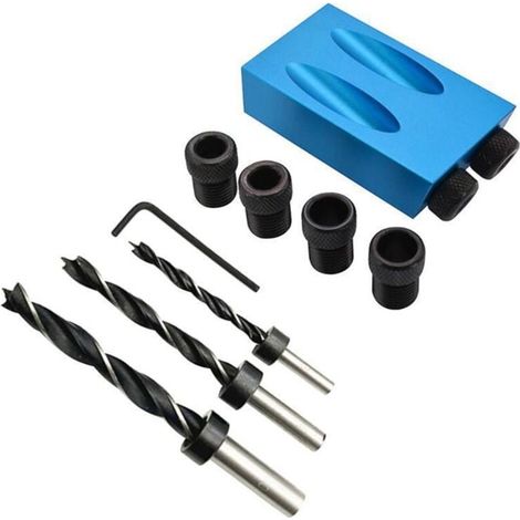 14-teiliges Schrägbohrschablonen-set Mit 15°-bohrern, Tischler-führung, Taschenloch-schablone, Bohrleitungs Für Holz-ecken Mit Adapter Für 6/8/10-mm-löcher
