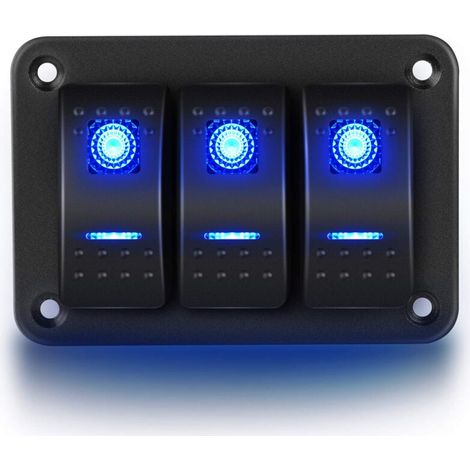 90017c 3er-panel Aus Aluminium, Kippschalter-bedienfeld Mit 5-poligen Ein/aus-kippschaltern, Vorverdrahtet, Für Auto Und Boot, 2 Jahre Garantie, Blau