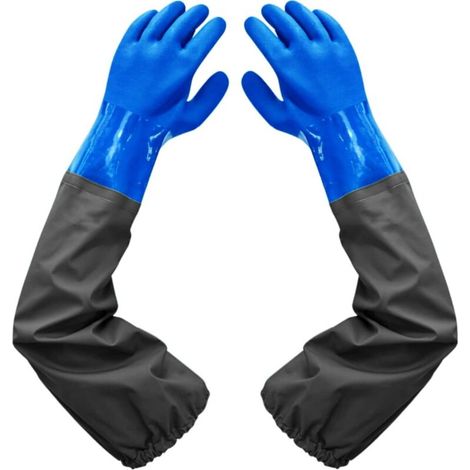 Matte Wasserdichte Reinigungshandschuhe, 26 Zoll Mit Flockiger Auskleidung Und Elastischen Bündchen, Für Chemische Industrie, Landwirtschaft, Fischerei Und Bauwesen