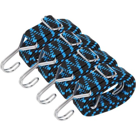 4er-pack Elastische Spanngurte Mit Haken, Verstellbare Gummispanngurte 1 M, Flache Elastische Seilspanngurte Für Pool, Zelt Und Camping, Blau