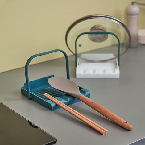 2-teiliges Löffelablage-set Mit Tropfschutz, Kunststoff-kochlöffelhalter Für Die Küche, 2 Haken