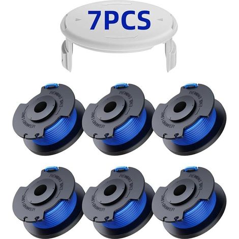 7 Pack Bobine Fil Coupe Bordure Remplacements Pour Ryobi One + Ac14rl3a 18v 24v 40v Coupe Bordures, Bobine Ø 1,6mm, Longueur 20,11m (6 Bobin Fil Coupe Bordure,1 Couvercle)
